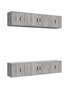 Set di Mobili Porta TV 6 pz Grigio Sonoma in Legno Multistrato
