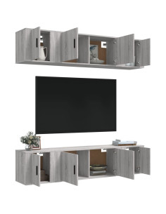 Set di Mobili Porta TV 6 pz Grigio Sonoma in Legno Multistrato 2