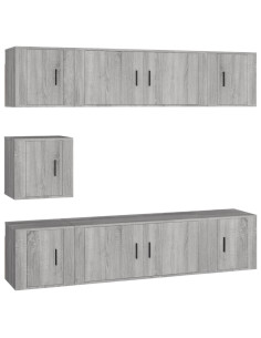 Set di Mobili Porta TV 7 pz Grigio Sonoma in Legno Multistrato