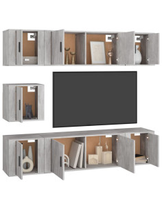 Set di Mobili Porta TV 7 pz Grigio Sonoma in Legno Multistrato 2