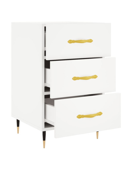 Comodino Bianco 40x40x66 cm in Legno Multistrato