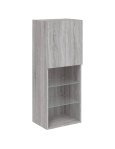 Mobili TV a Muro con LED 5pz Grigio Sonoma in Legno Multistrato 2