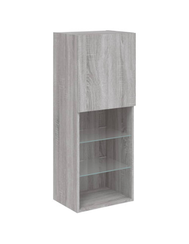 Mobili TV a Muro con LED 5pz Grigio Sonoma in Legno Multistrato