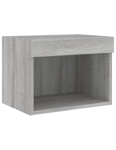 Mobili TV a Muro con LED 5pz Grigio Sonoma in Legno Multistrato