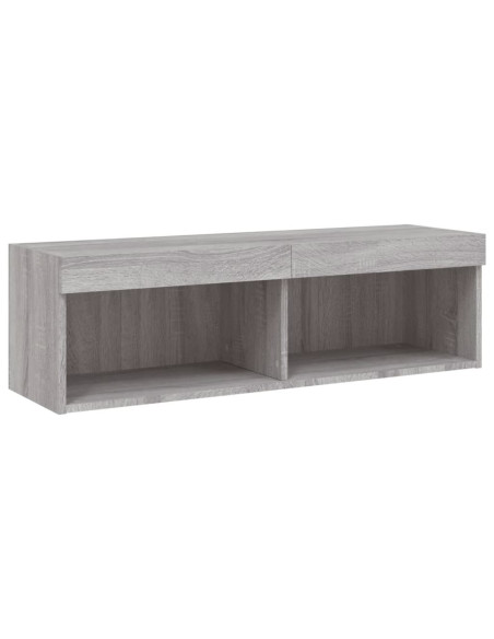 Mobili TV a Muro con LED 5pz Grigio Sonoma in Legno Multistrato