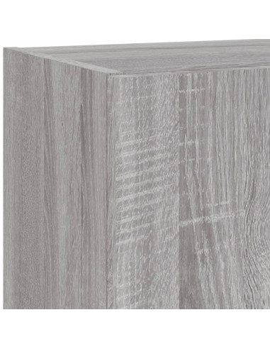 Mobili TV a Muro con LED 5pz Grigio Sonoma in Legno Multistrato