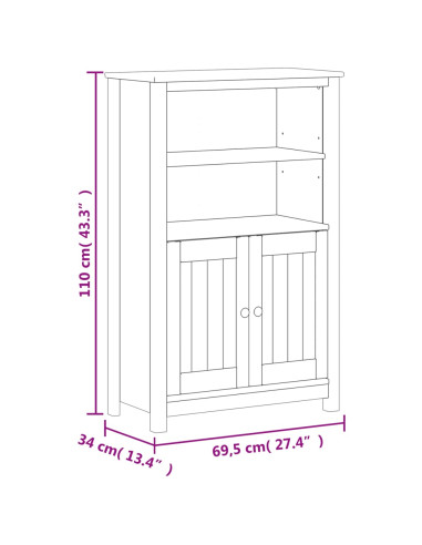 Set Mobili da Bagno 3 pz BERG Nero in Legno Massello di Pino
