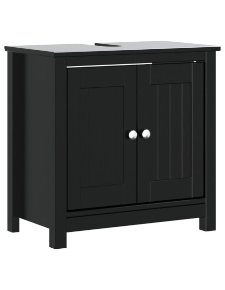 Set Mobili da Bagno 2 pz BERG Nero in Legno Massello di Pino
