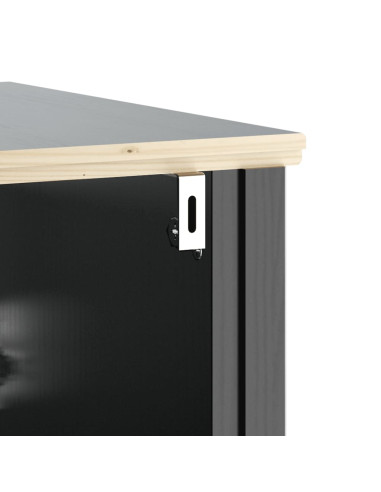 Set Mobili da Bagno 2 pz BERG Nero in Legno Massello di Pino