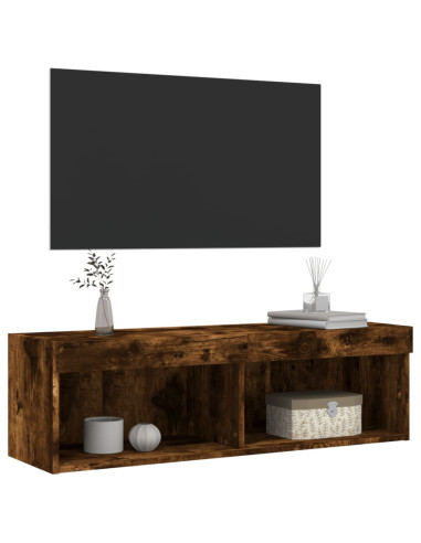 Mobile Porta TV con Luci LED Rovere Fumo 100x30x30 cm