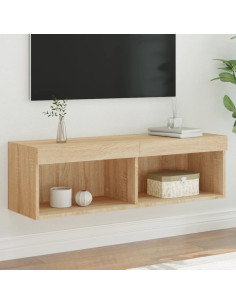 Mobile Porta TV con Luci LED Rovere Sonoma 100x30x30 cm