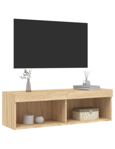 Mobile Porta TV con Luci LED Rovere Sonoma 100x30x30 cm 2