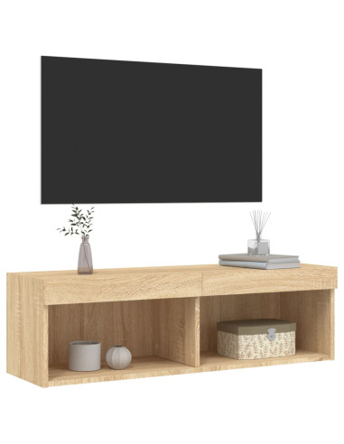 Mobile Porta TV con Luci LED Rovere Sonoma 100x30x30 cm