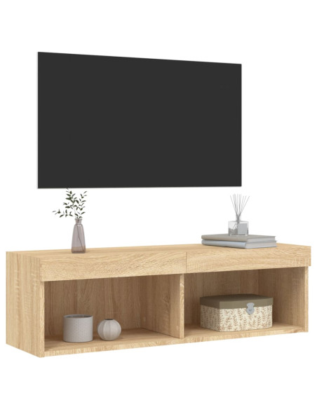 Mobile Porta TV con Luci LED Rovere Sonoma 100x30x30 cm