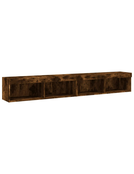 Mobili Porta TV con Luci LED 2 pz Rovere Fumo 100x30x30 cm