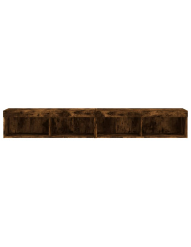 Mobili Porta TV con Luci LED 2 pz Rovere Fumo 100x30x30 cm