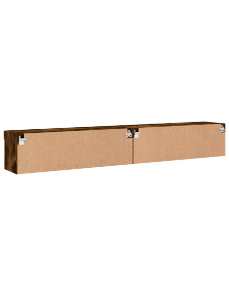 Mobili Porta TV con Luci LED 2 pz Rovere Fumo 100x30x30 cm