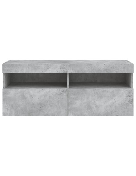 Mobile TV a Parete con Luci LED Grigio Cemento 100x30x40 cm