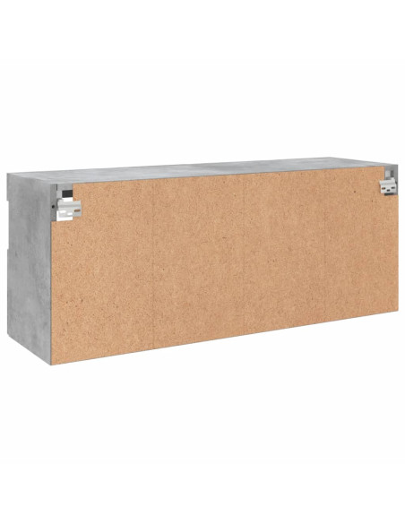 Mobile TV a Parete con Luci LED Grigio Cemento 100x30x40 cm