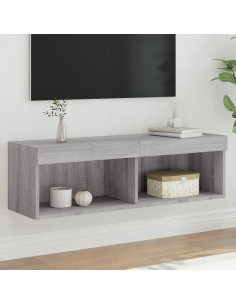 Mobile Porta TV con Luci LED Grigio Sonoma 100x30x30 cm