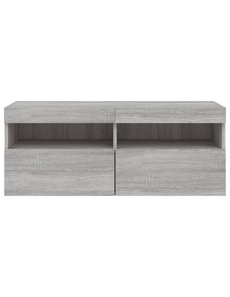 Mobile TV a Parete con Luci LED Grigio Sonoma 100x30x40 cm