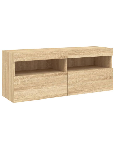 Set Mobili TV a Muro 7 pz con Luci LED Rovere Sonoma