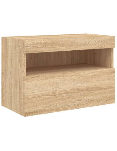 Set Mobili TV a Muro 7 pz con Luci LED Rovere Sonoma