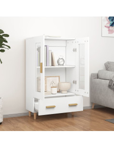 Credenza Bianca 70x31x115 cm in Legno Ingegnerizzato 2