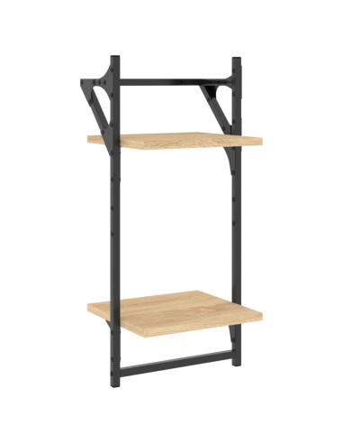 Set Mensole Parete con Aste 6pz Rovere Sonoma Legno Multistrato