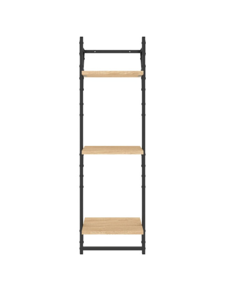 Set Mensole Parete con Aste 6pz Rovere Sonoma Legno Multistrato