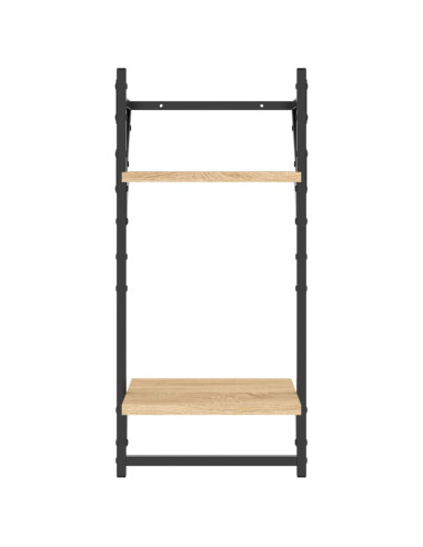 Set Mensole Parete con Aste 6pz Rovere Sonoma Legno Multistrato