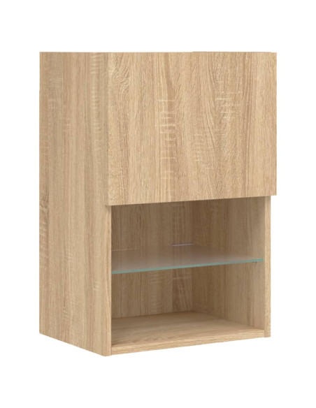 Mobili TV a Muro con LED 4pz Rovere Sonoma Legno Multistrato