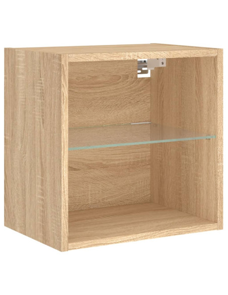 Mobili TV a Muro con LED 4pz Rovere Sonoma Legno Multistrato