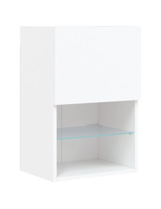 Mobili TV a Muro con LED 4pz Bianchi in Legno Multistrato 2