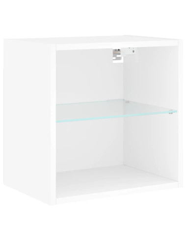 Mobili TV a Muro con LED 4pz Bianchi in Legno Multistrato