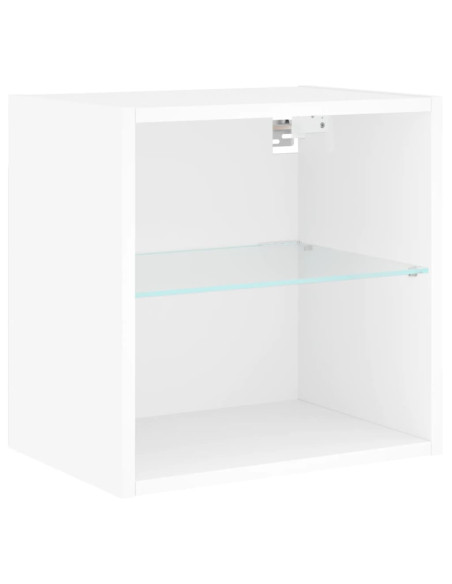 Mobili TV a Muro con LED 4pz Bianchi in Legno Multistrato