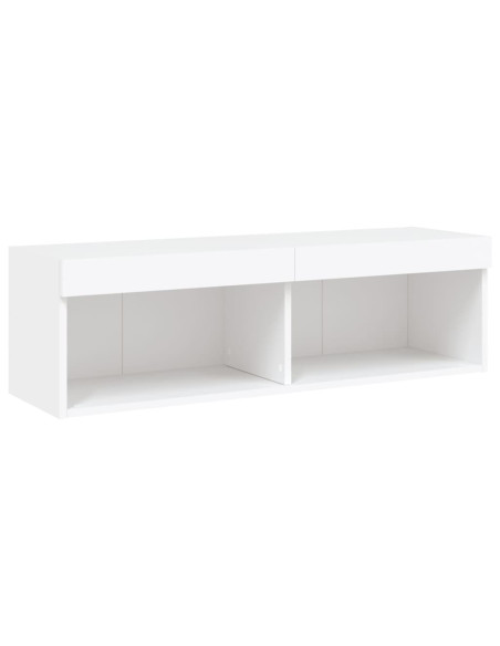 Mobili TV a Muro con LED 4pz Bianchi in Legno Multistrato