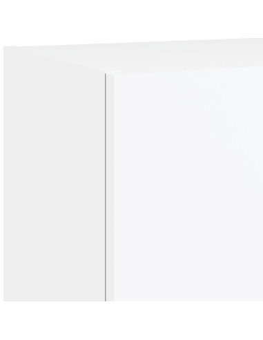 Mobili TV a Muro con LED 4pz Bianchi in Legno Multistrato