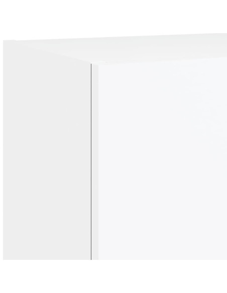 Mobili TV a Muro con LED 4pz Bianchi in Legno Multistrato