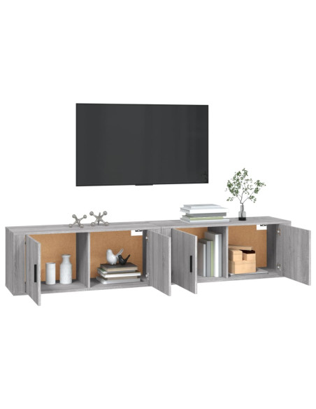 Mobili Porta TV a Parete 2 pz Grigio Sonoma 100x34,5x40 cm