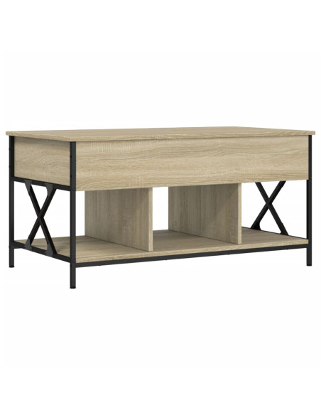 Tavolino Salotto Rovere Sonoma 100x55x50 cm Multistrato Metallo