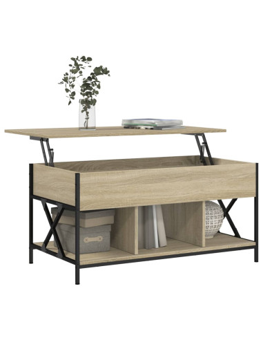 Tavolino Salotto Rovere Sonoma 100x55x50 cm Multistrato Metallo