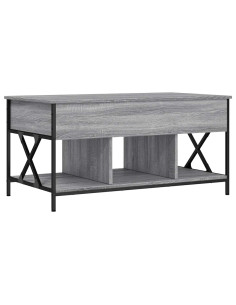 Tavolino Salotto Grigio Sonoma 100x55x50 cm Multistrato Metallo