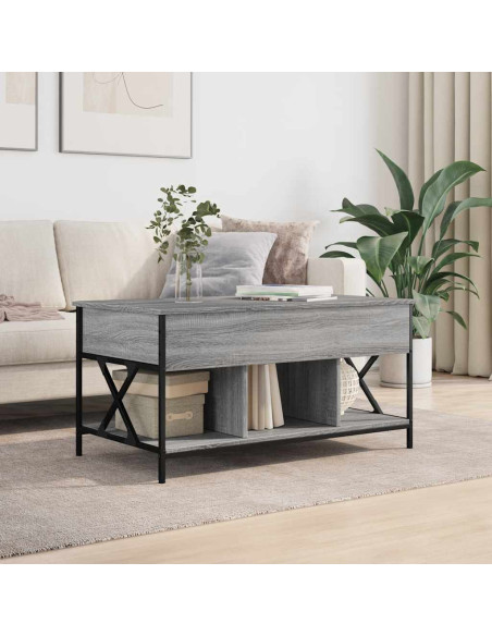 Tavolino Salotto Grigio Sonoma 100x55x50 cm Multistrato Metallo