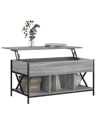 Tavolino Salotto Grigio Sonoma 100x55x50 cm Multistrato Metallo