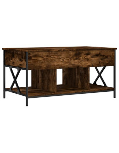 Tavolino Salotto Rovere Fumo 100x55x50 cm Multistrato e Metallo