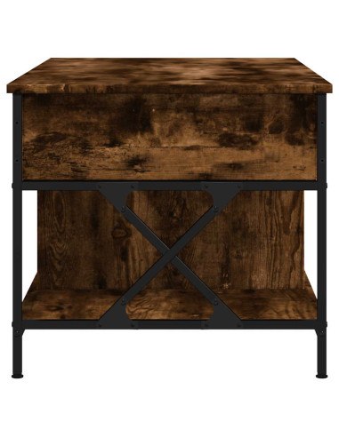 Tavolino Salotto Rovere Fumo 100x55x50 cm Multistrato e Metallo