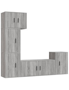 Set di Mobili Porta TV 5 pz Grigio Sonoma in Legno Multistrato