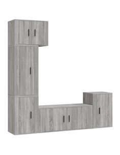 Set di Mobili Porta TV 5 pz Grigio Sonoma in Legno Multistrato