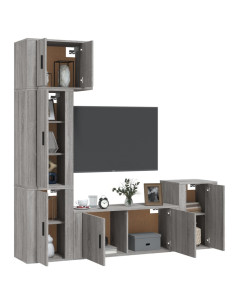 Set di Mobili Porta TV 5 pz Grigio Sonoma in Legno Multistrato 2
